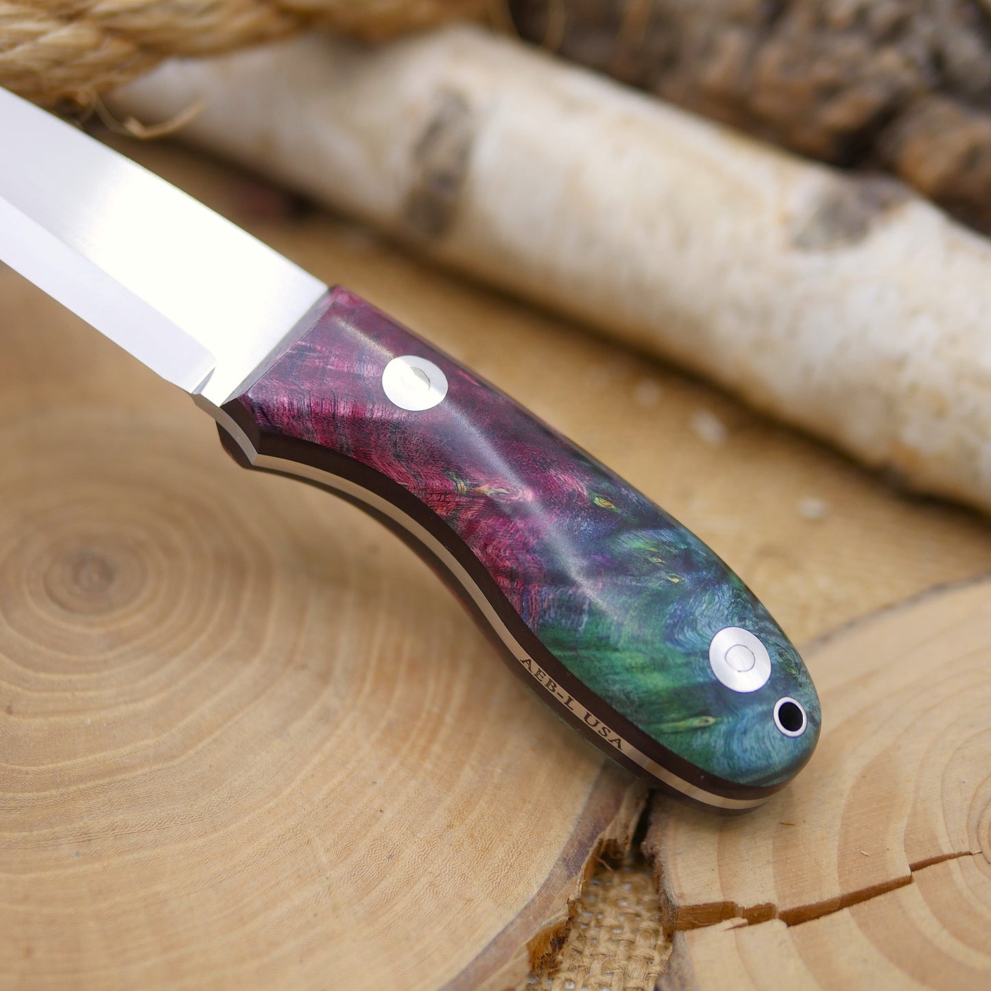 Walker: Maroon, Green & Blue Box Elder Burl