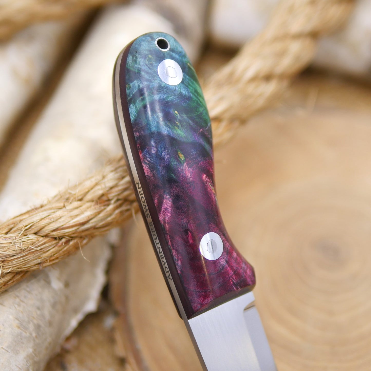 Walker: Maroon, Green & Blue Box Elder Burl