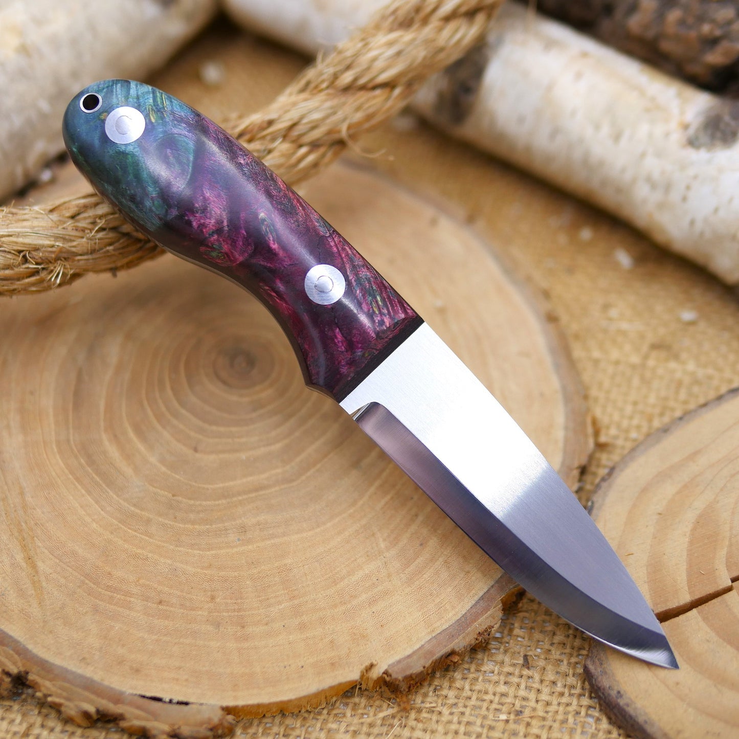 Walker: Maroon, Green & Blue Box Elder Burl