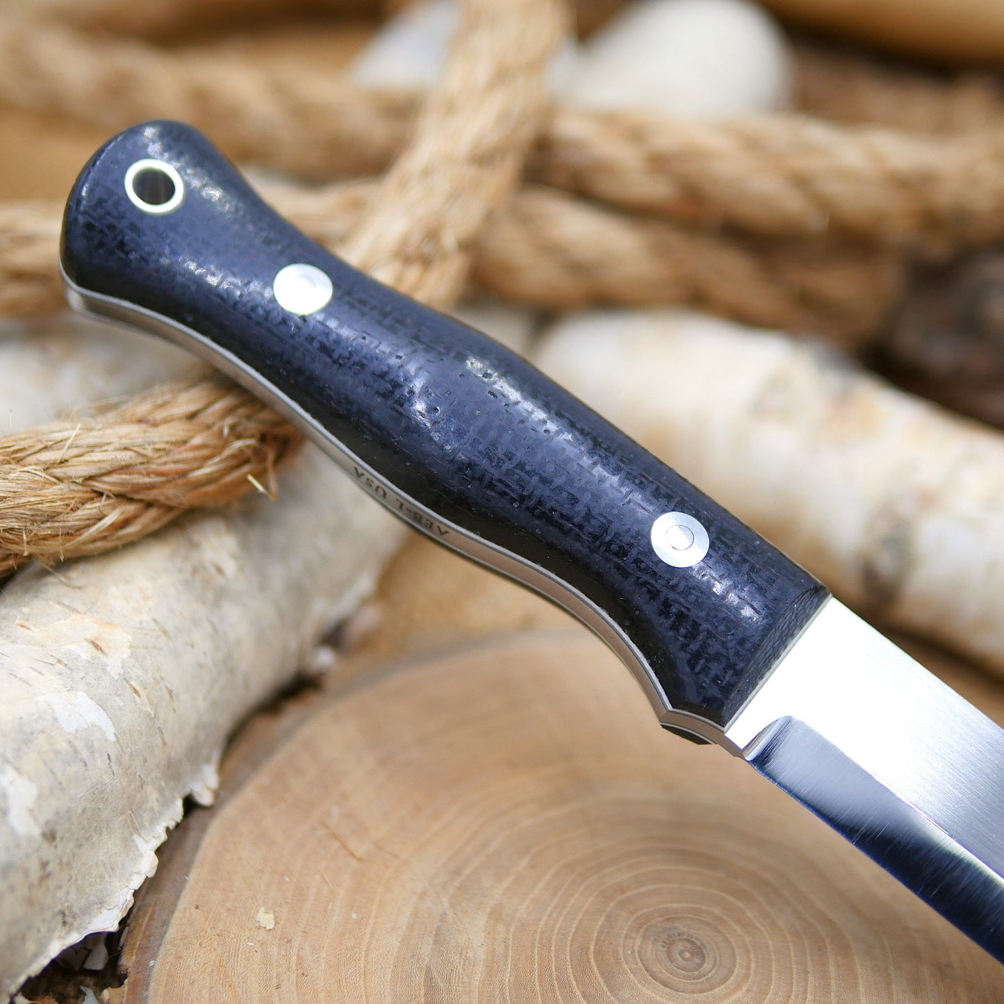 Explorer: Black Burlap Micarta, White & Grey Liners