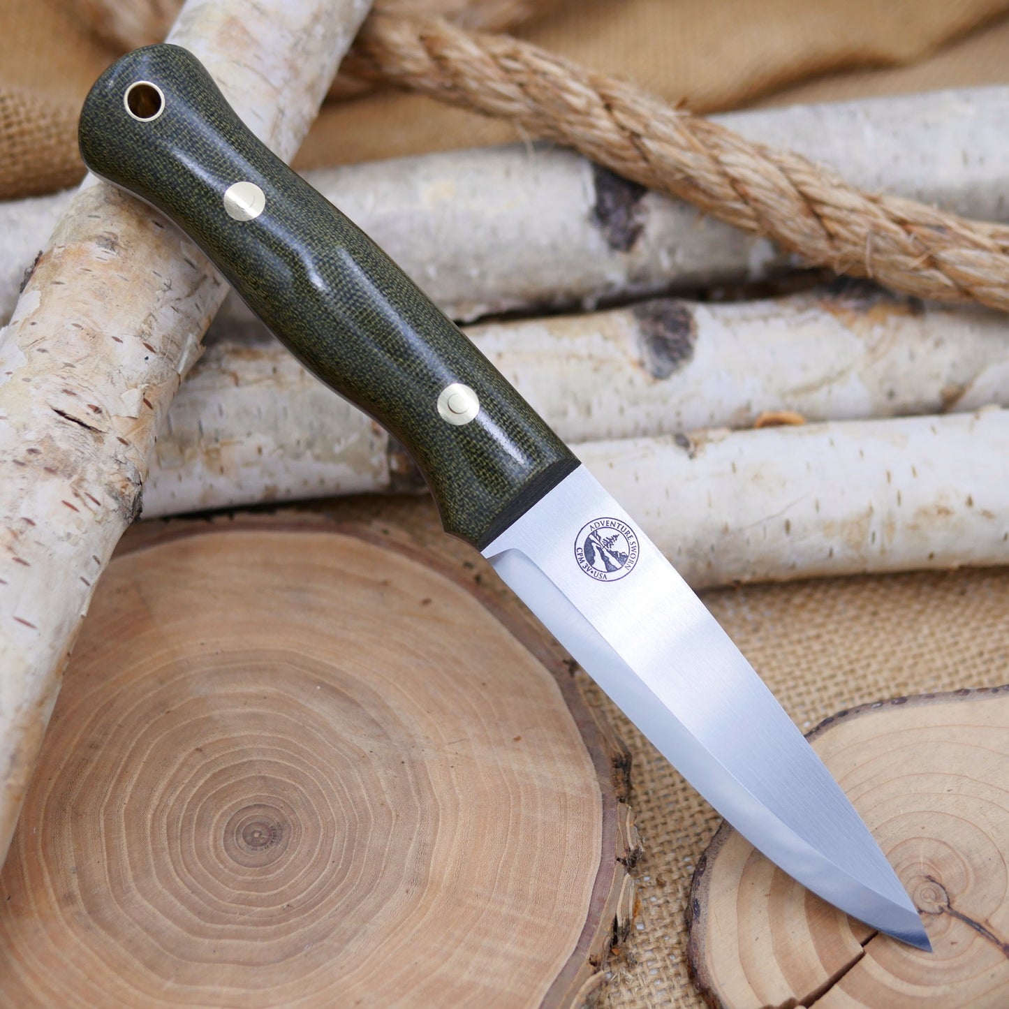 Mountaineer 3V: Green Canvas Micarta