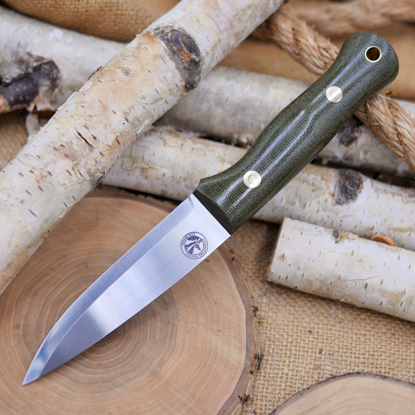 Mountaineer 3V: Green Canvas Micarta