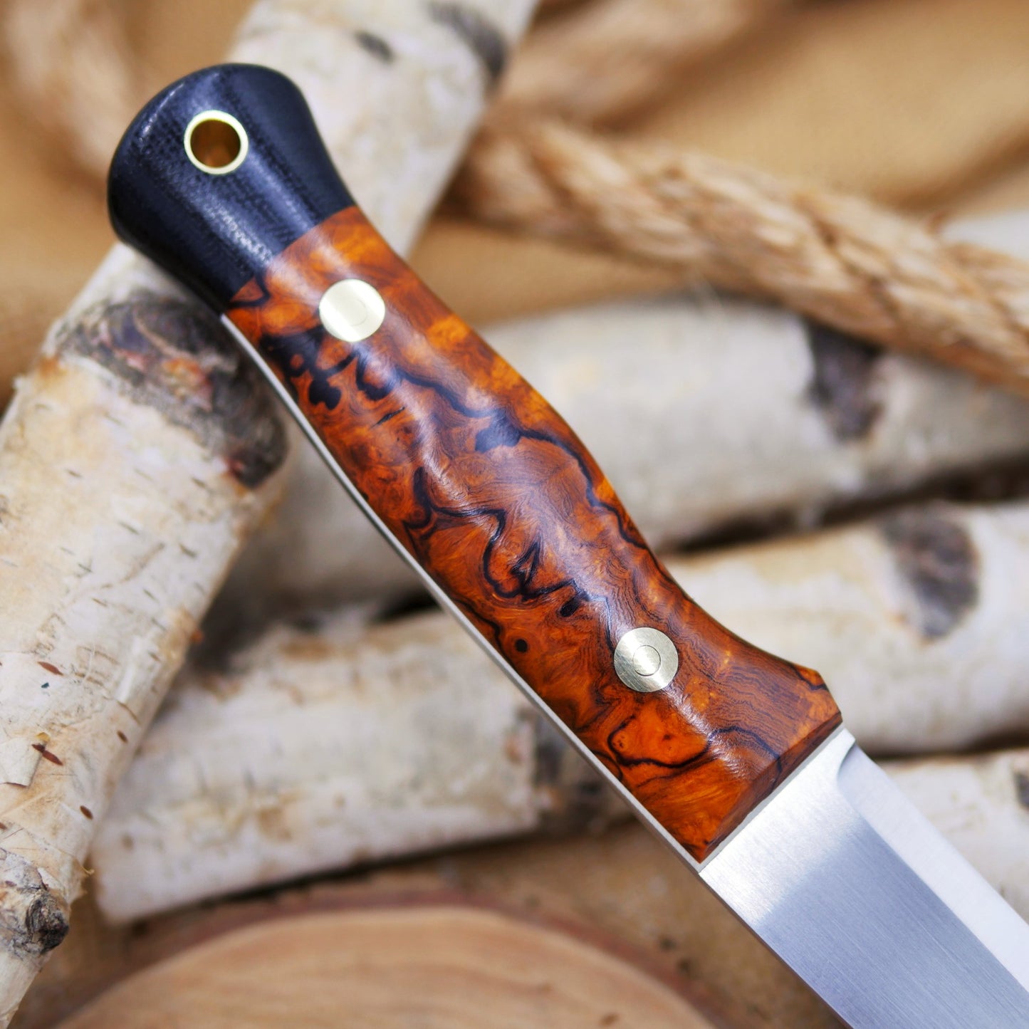 Mountaineer 3V: Ironwood Burl, Black Canvas Micarta Pommel