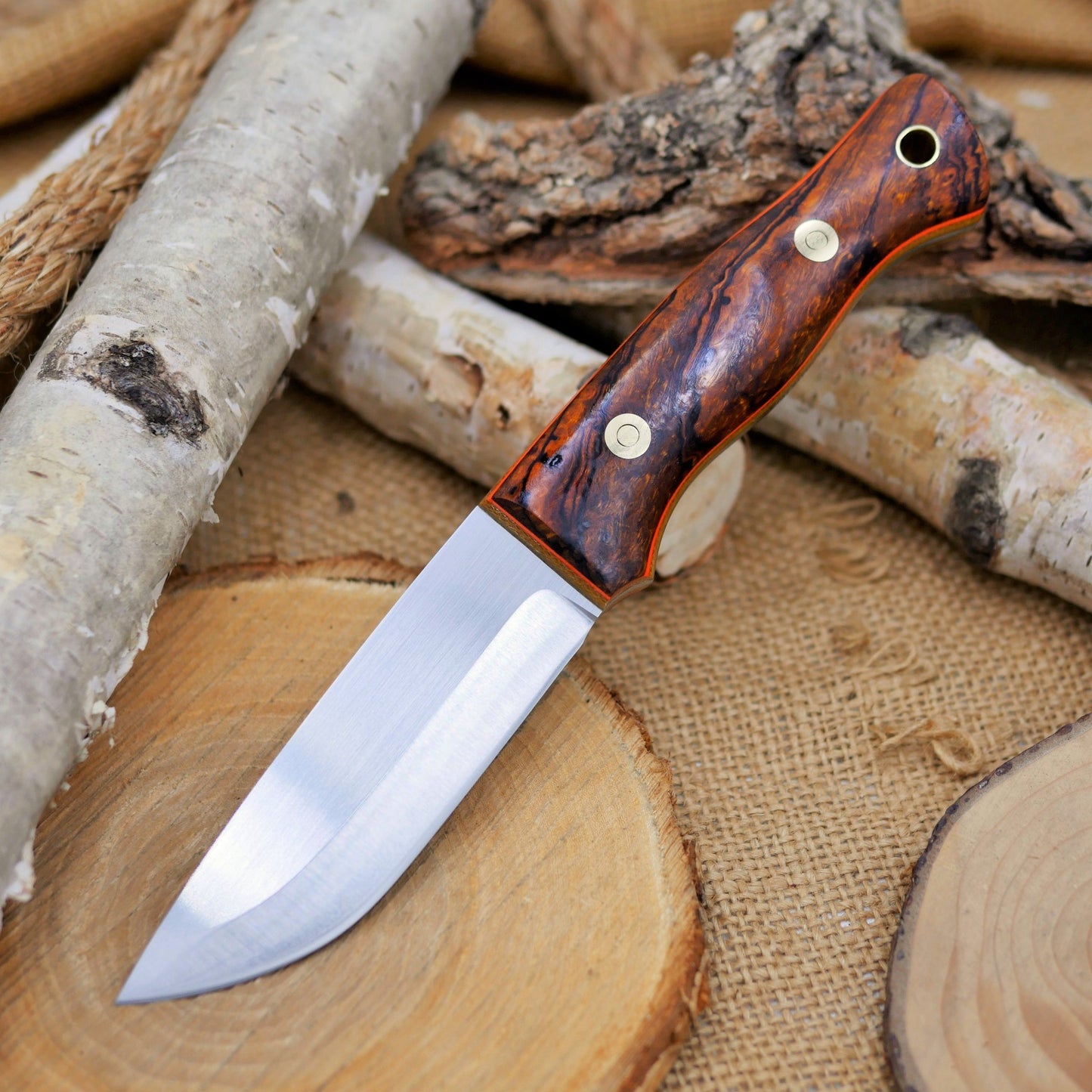 Huntsman S35VN: Ironwood, Brown Canvas & Orange G10