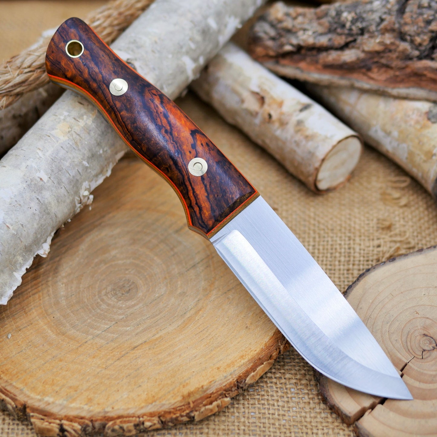 Huntsman S35VN: Ironwood, Brown Canvas & Orange G10