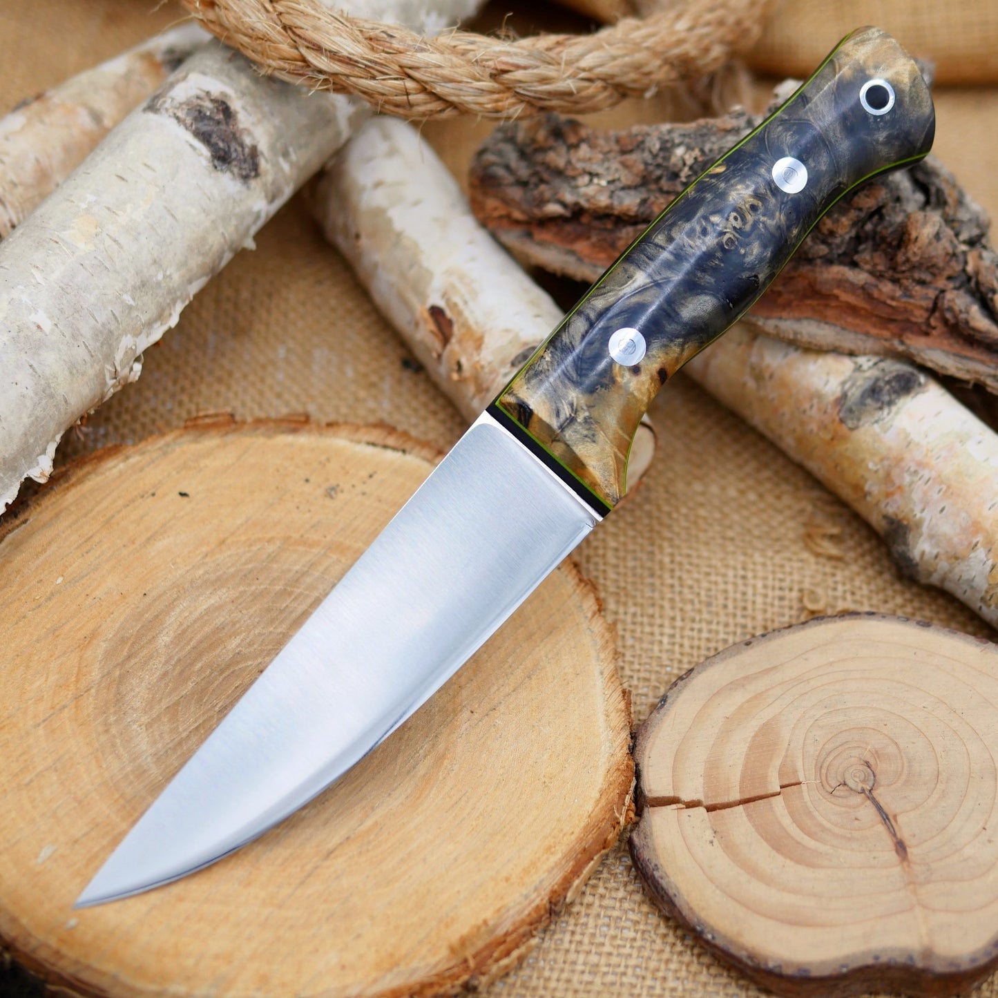 Tradesman + Sheath, buckeye burl & double liners