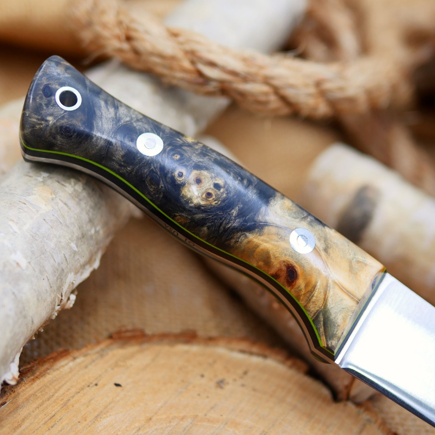 Tradesman + Sheath, buckeye burl & double liners