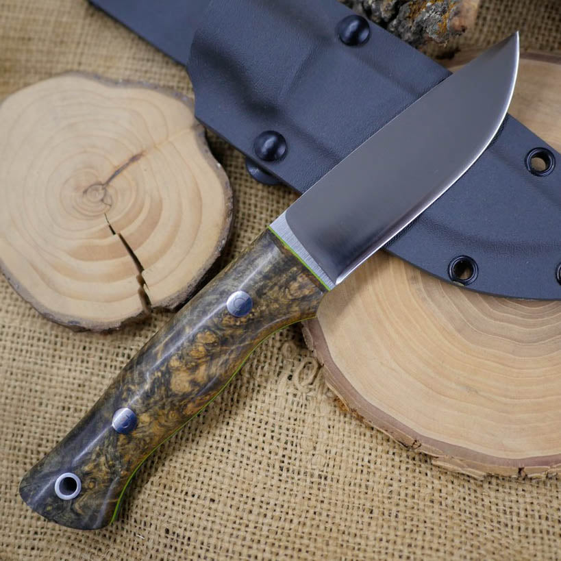 Huntsman: CPM 3V, Buckeye Burl & Toxic Green G10