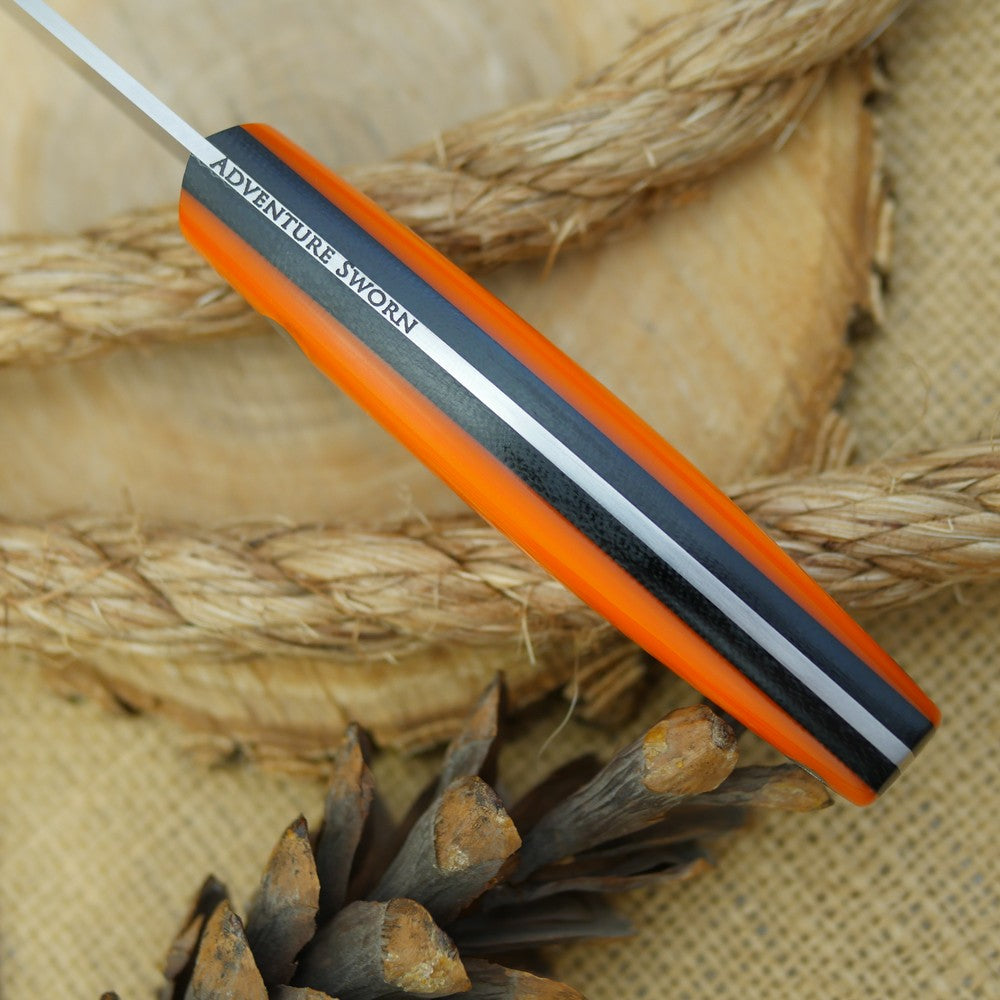 Hiker: Orange Acrylic & Black Canvas w/ Matching Firesteel - Adventure Sworn Bushcraft Co.