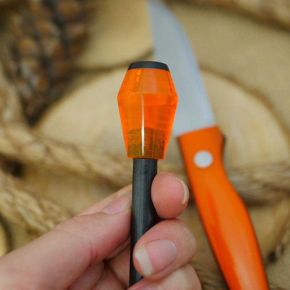 Hiker: Orange Acrylic & Black Canvas w/ Matching Firesteel - Adventure Sworn Bushcraft Co.