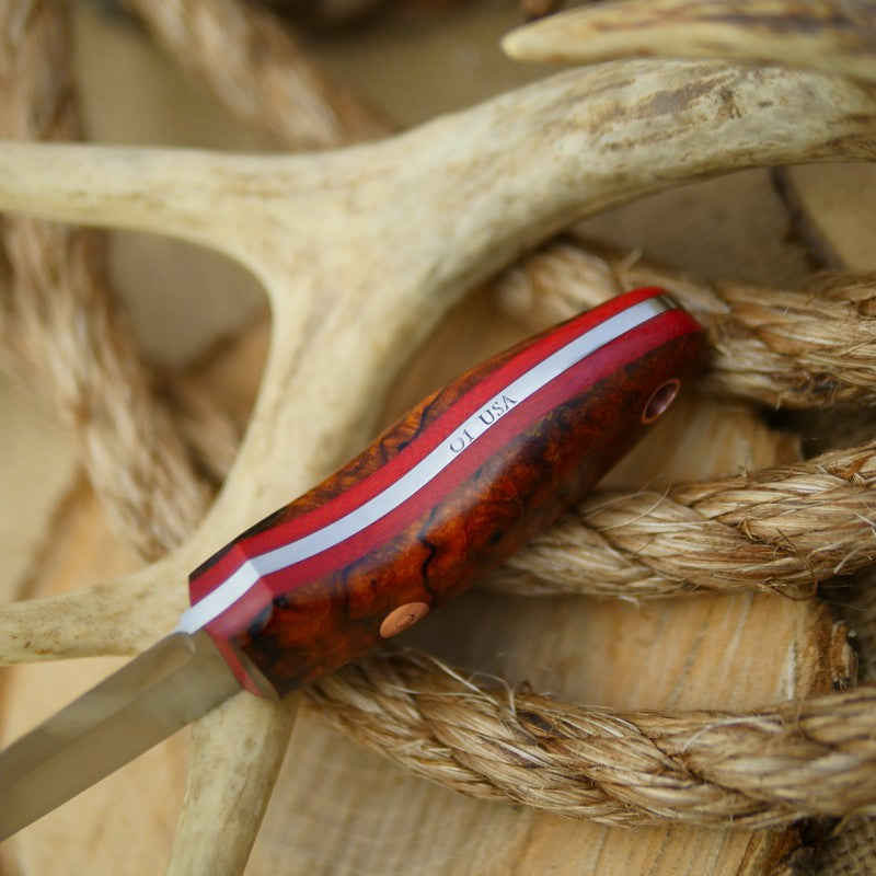 Walker: Ironwood Burl & Bright Red Linen