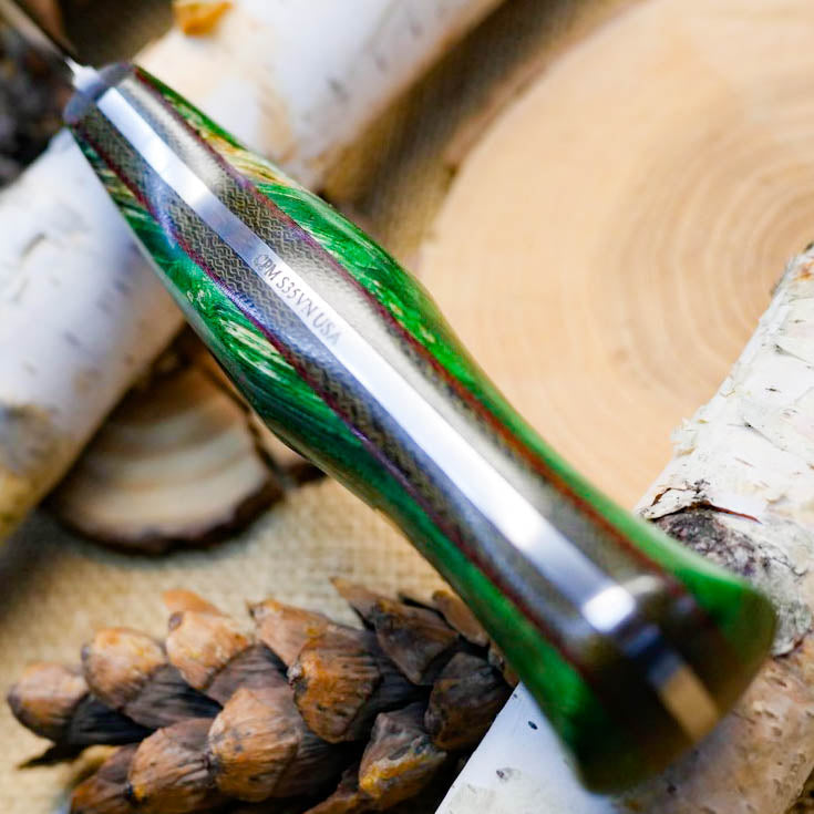 Explorer: CPM S35VN, Green Box Elder Burl & Double Liners