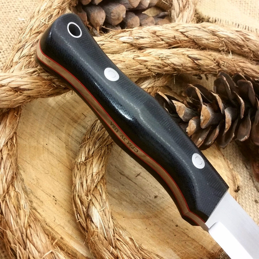 Explorer: 5/32 CPM 3V, Black Canvas & Thin Red - Adventure Sworn Bushcraft Co.