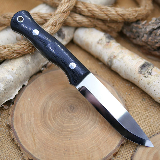 Explorer: Black Burlap Micarta, White & Grey Liners