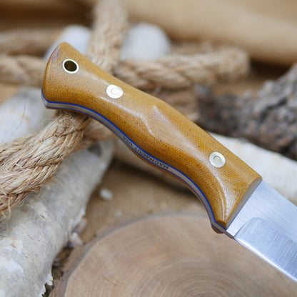 [In-Stock] Tradesman: Brown Canvas Micarta & Blue G10 Liners