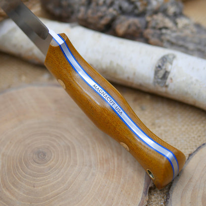 [In-Stock] Tradesman: Brown Canvas Micarta & Blue G10 Liners