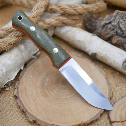 [In-Stock] Huntsman: Green Canvas Micarta & Orange G10