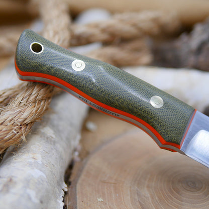[In-Stock] Huntsman: Green Canvas Micarta & Orange G10