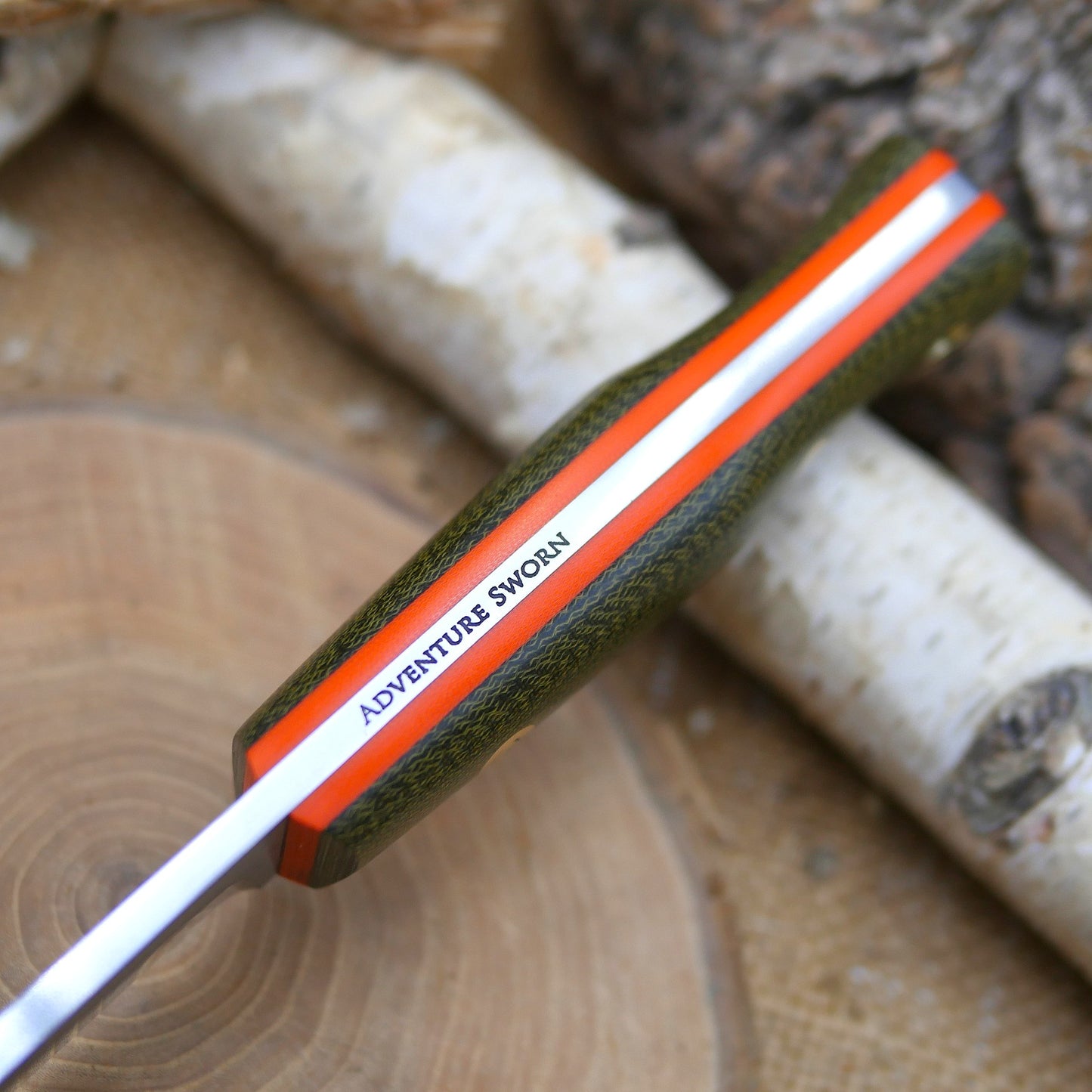 [In-Stock] Huntsman: Green Canvas Micarta & Orange G10
