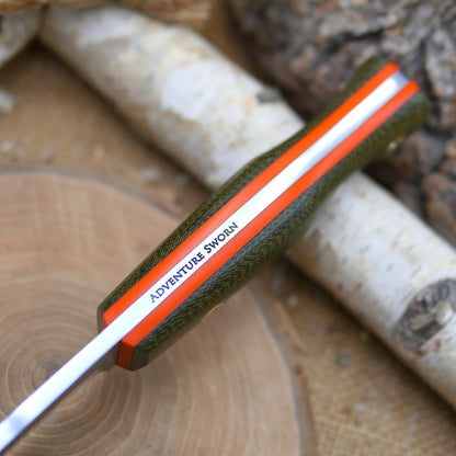 [In-Stock] Huntsman: Green Canvas Micarta & Orange G10