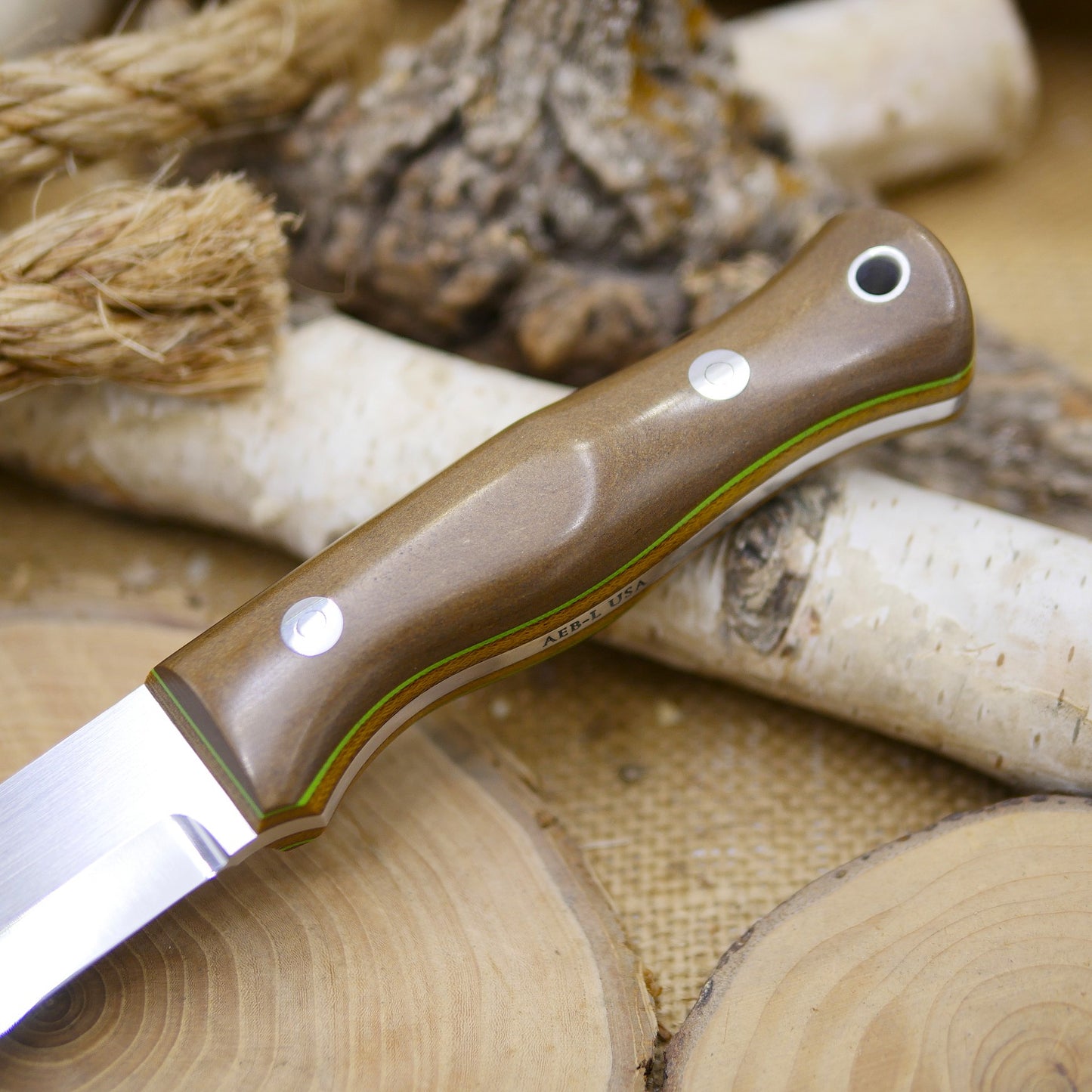[In Stock] Explorer: Brown Richlite, Brown Canvas & Toxic Green G10