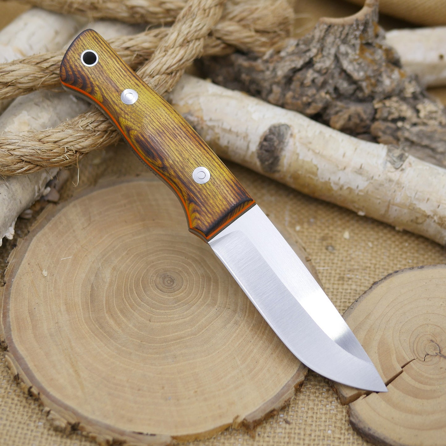 Huntsman: Seared Osage Orange, Green Canvas & Orange G10 Liners