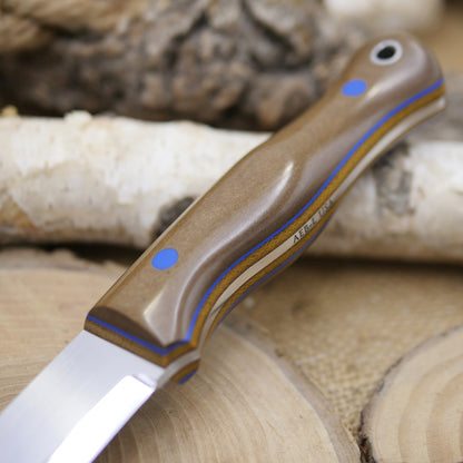 Mountaineer: Brown Richlite, Blue G10 Pins & Liners