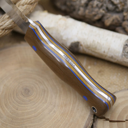Mountaineer: Brown Richlite, Blue G10 Pins & Liners