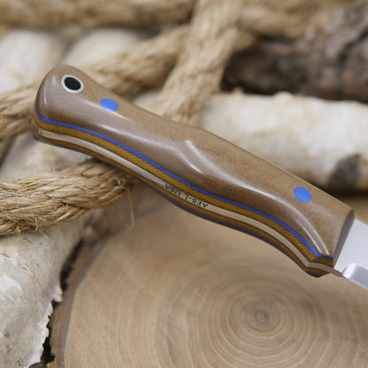 Mountaineer: Brown Richlite, Blue G10 Pins & Liners