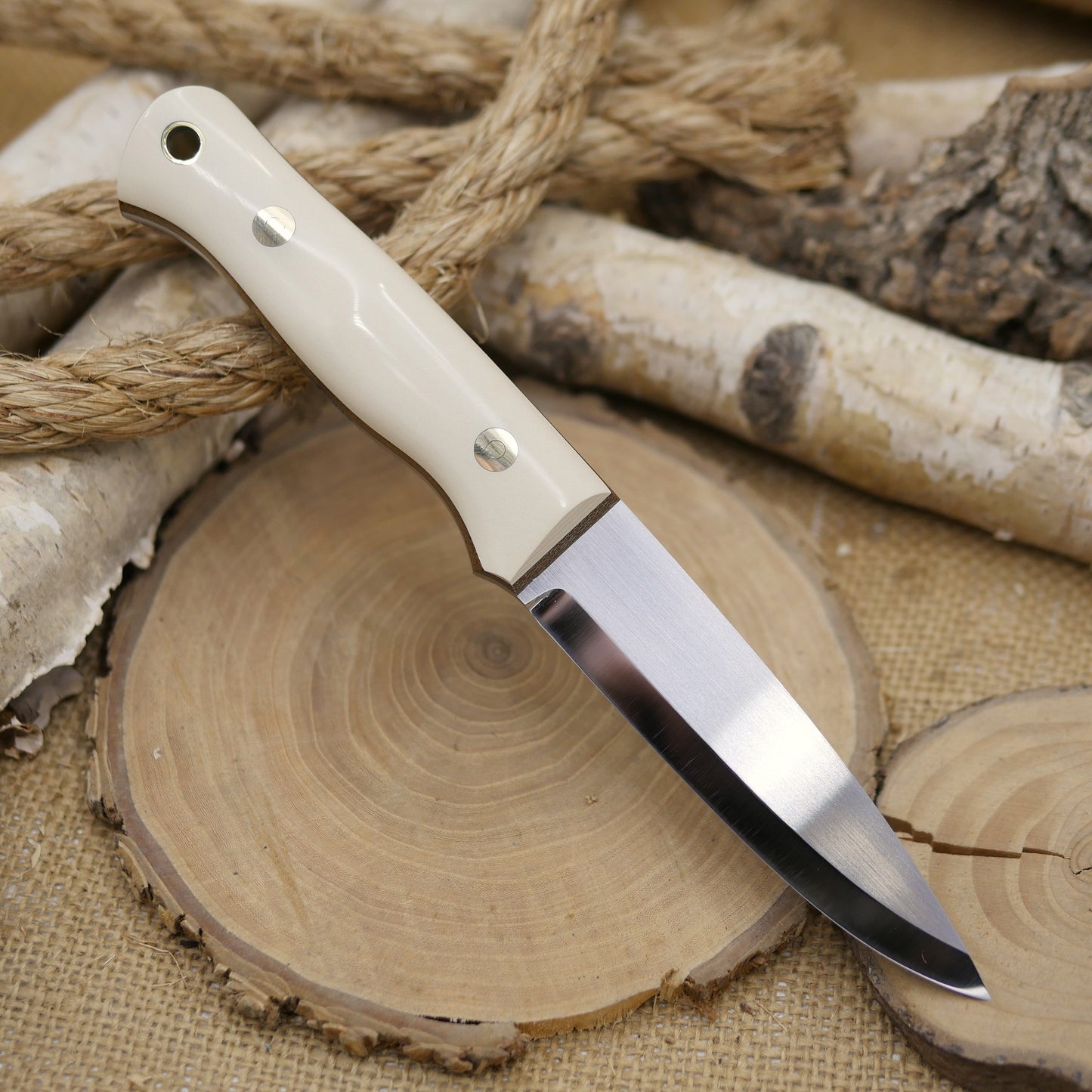 Classic: Ivory Paper & Brown Canvas Micarta