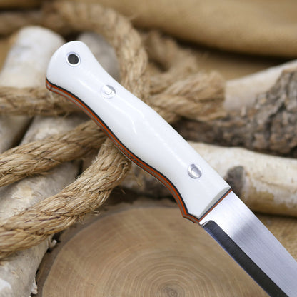 Mountaineer: White G10, Orange & Forest Green Liners