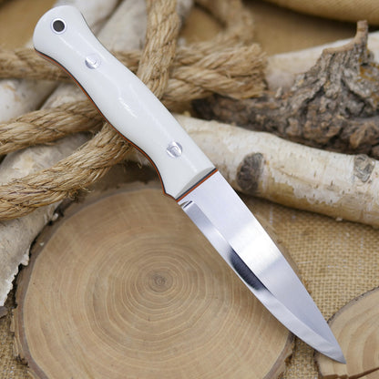 Mountaineer: White G10, Orange & Forest Green Liners