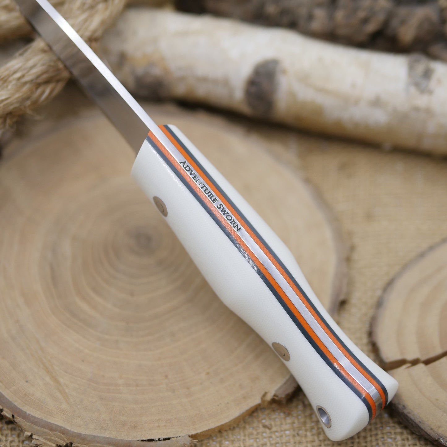 Mountaineer: White G10, Orange & Forest Green Liners