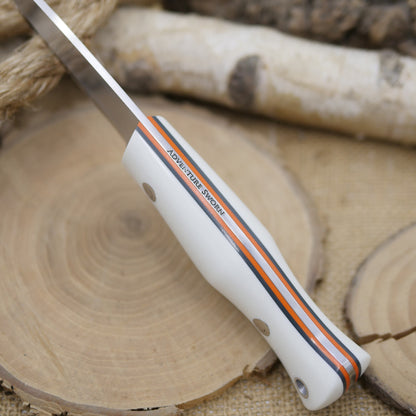Mountaineer: White G10, Orange & Forest Green Liners