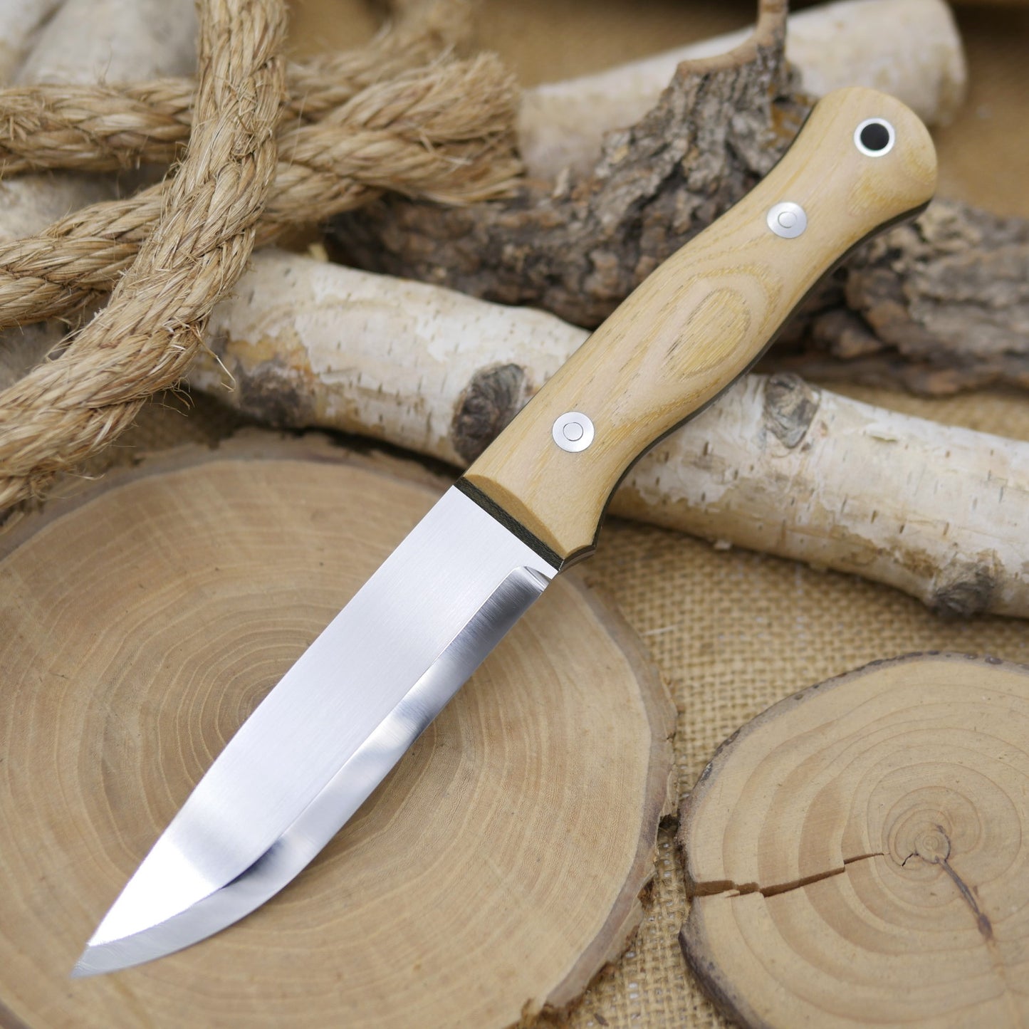 Explorer: Stabilized American Hickory & Green Canvas Micarta
