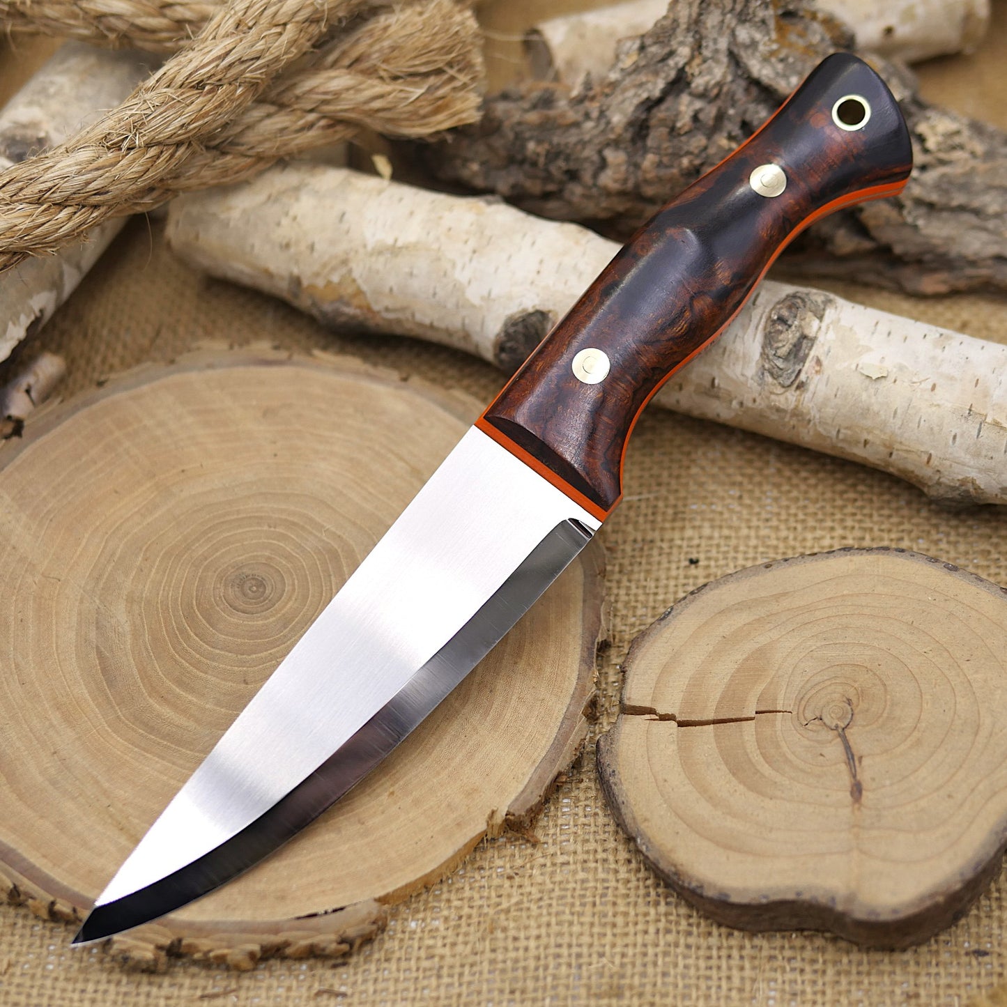 Tradesman: Tapered Tang, Ironwood Burl & Orange G10
