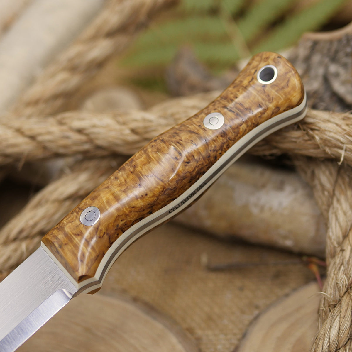Mountaineer: Stabilized Karelian Birch, Ivory G10