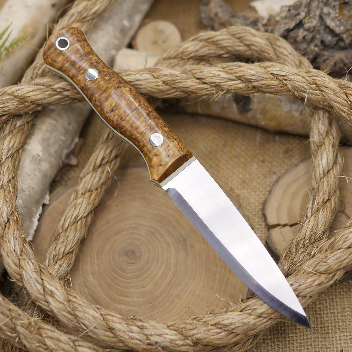Mountaineer: Stabilized Karelian Birch, Ivory G10