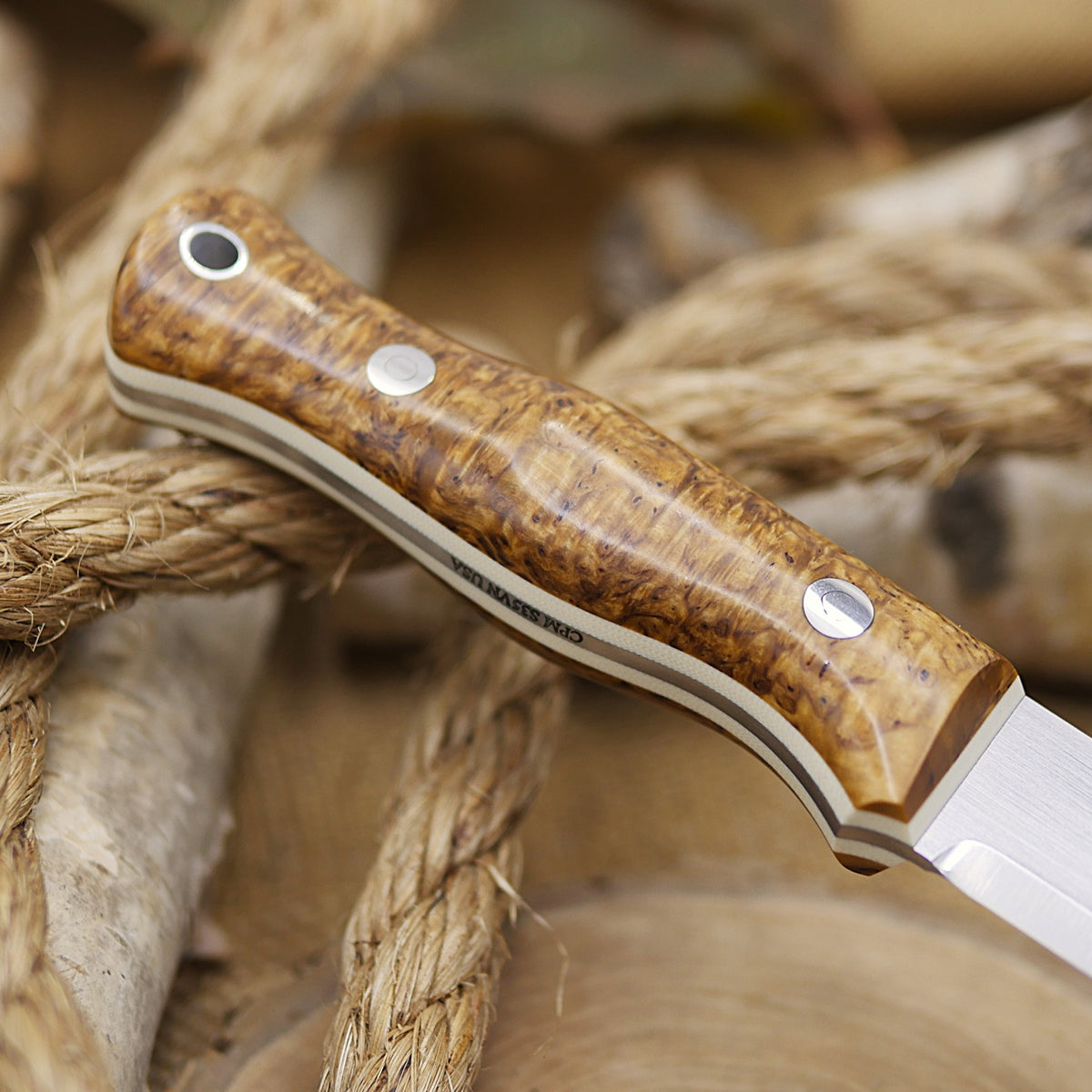 Mountaineer: Stabilized Karelian Birch, Ivory G10