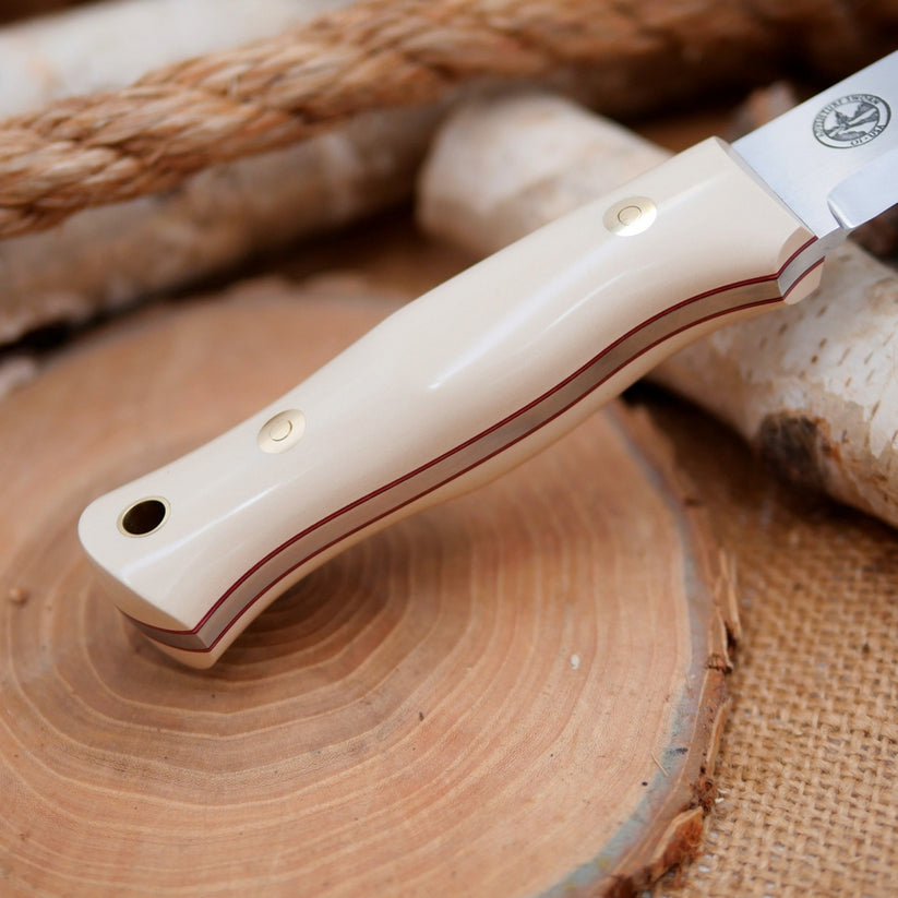 Classic Ivory Paper Micarta, Cinnamon Liners Adventure Sworn