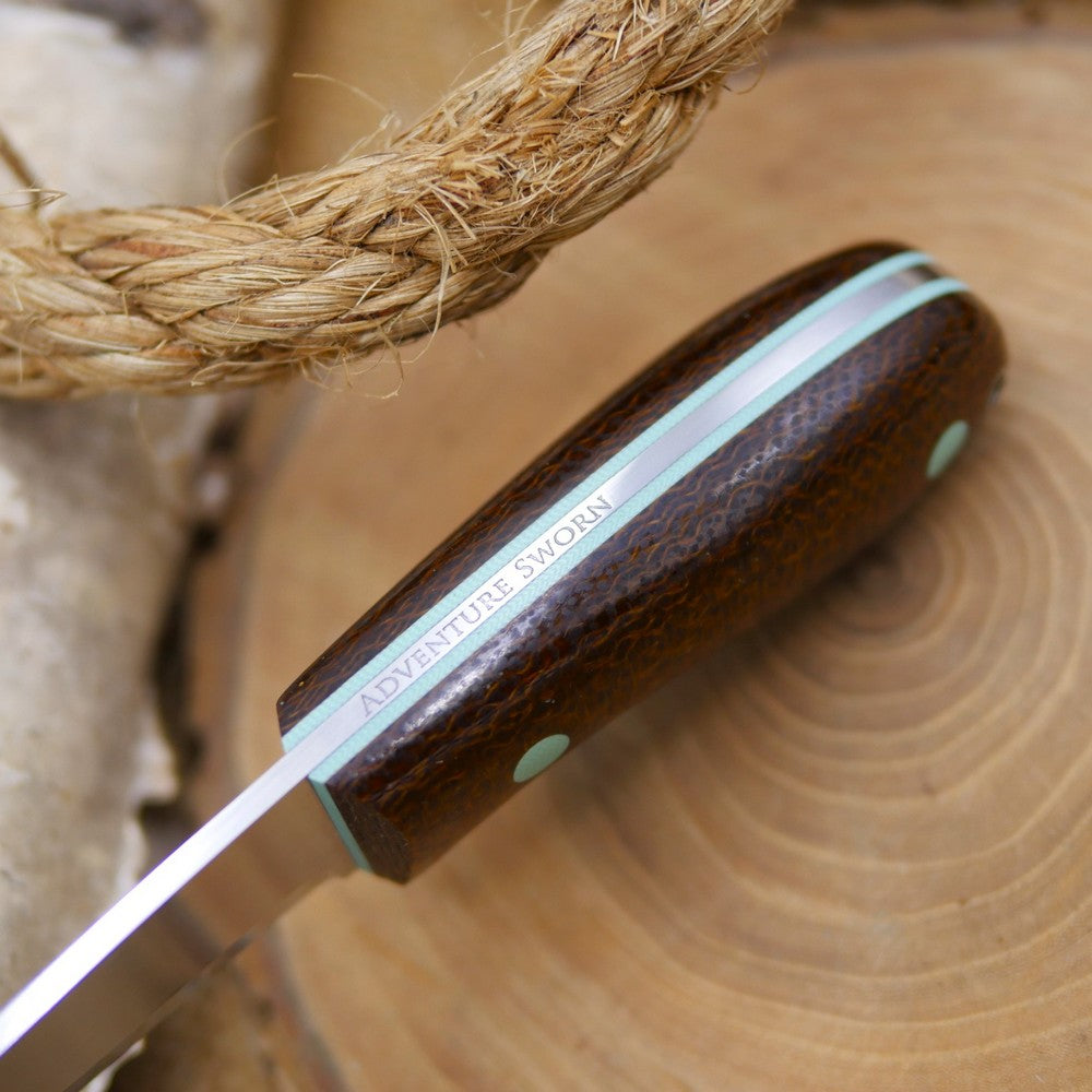 Walker: Brown Burlap Micarta & Teal G10