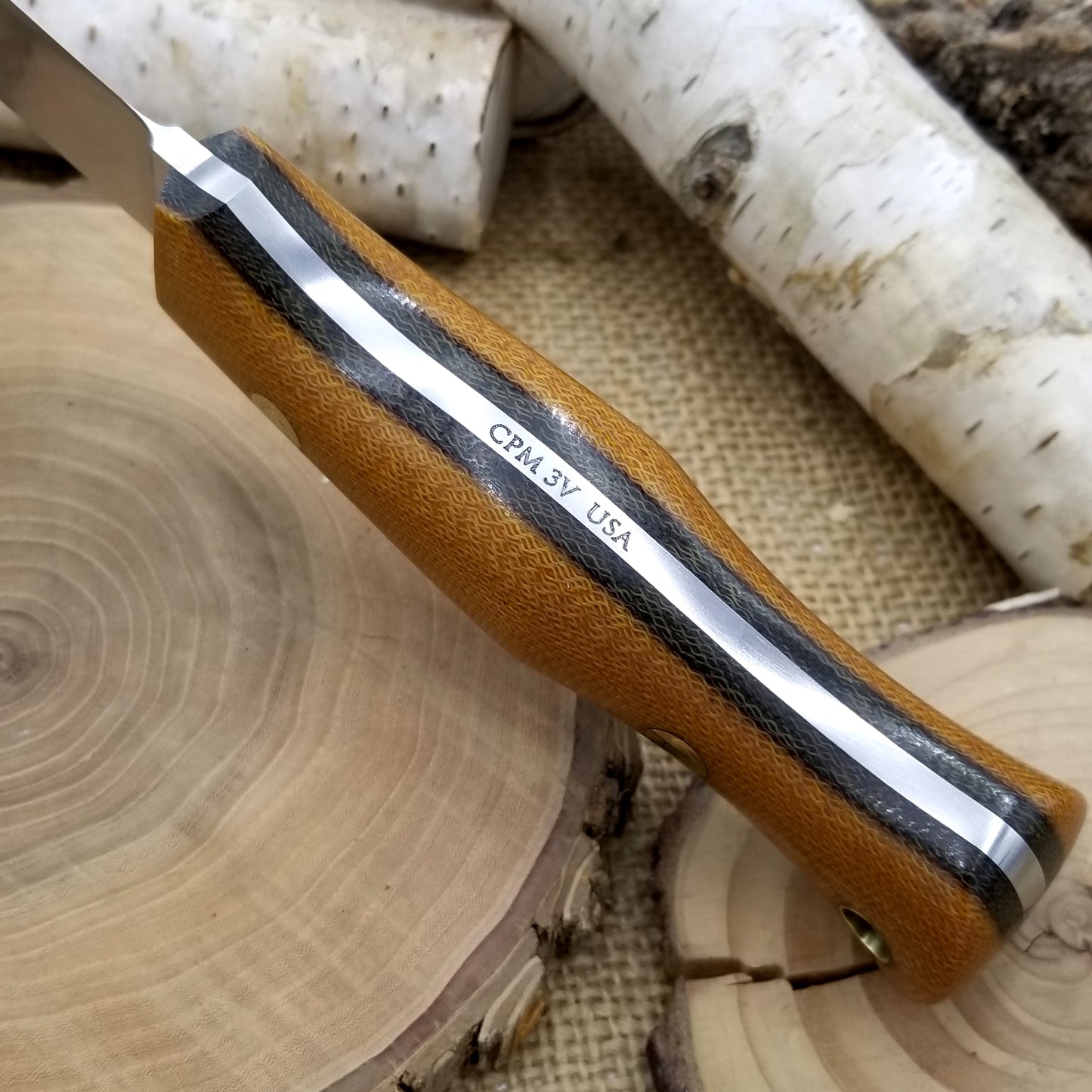 Explorer: 3V Convex, Brown & Green Canvas Micarta