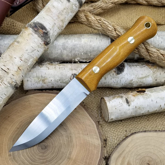Explorer 3V: Brown Canvas Micarta & Yellow Liners