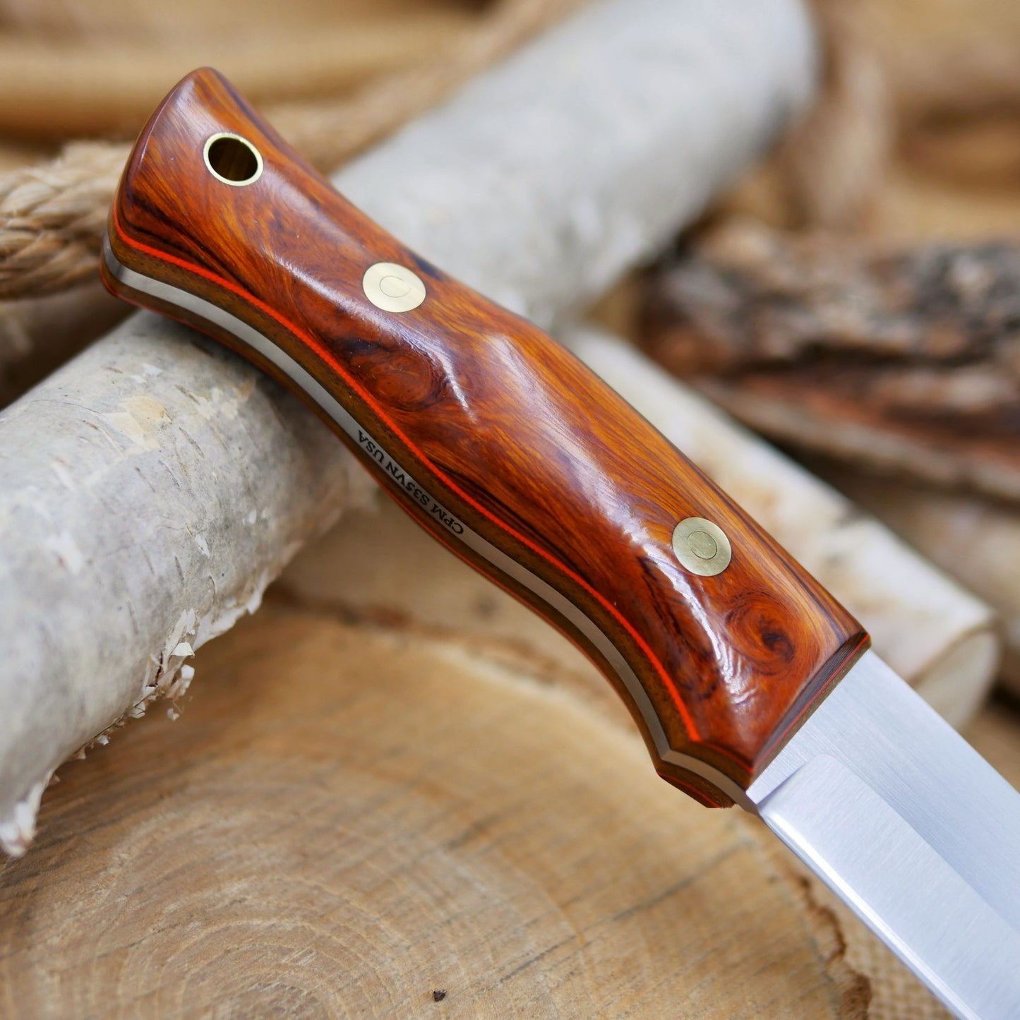 Huntsman S35VN: Ironwood, Brown Canvas & Orange G10