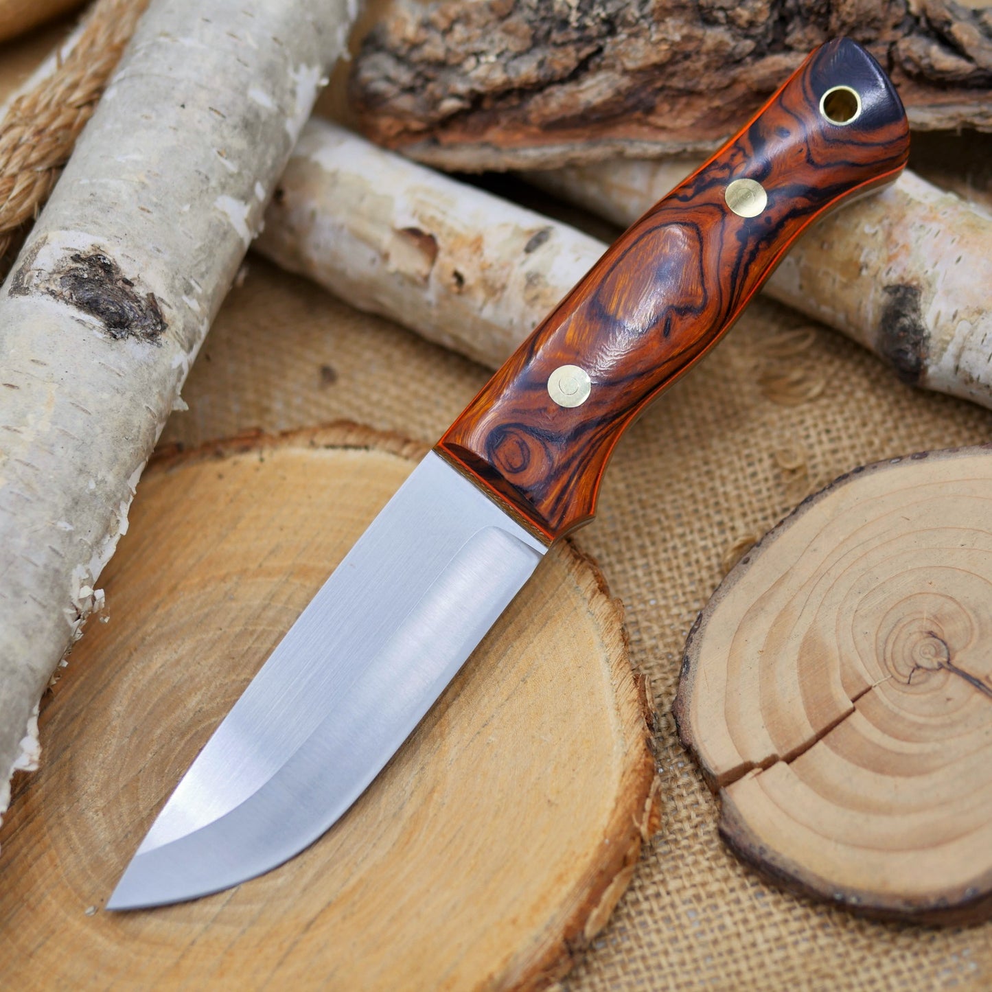 Huntsman S35VN: Ironwood, Brown Canvas & Orange G10