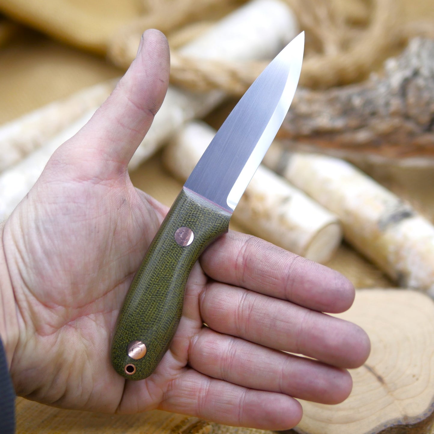 [In-Stock] Walker: AEB-L, green canvas micarta