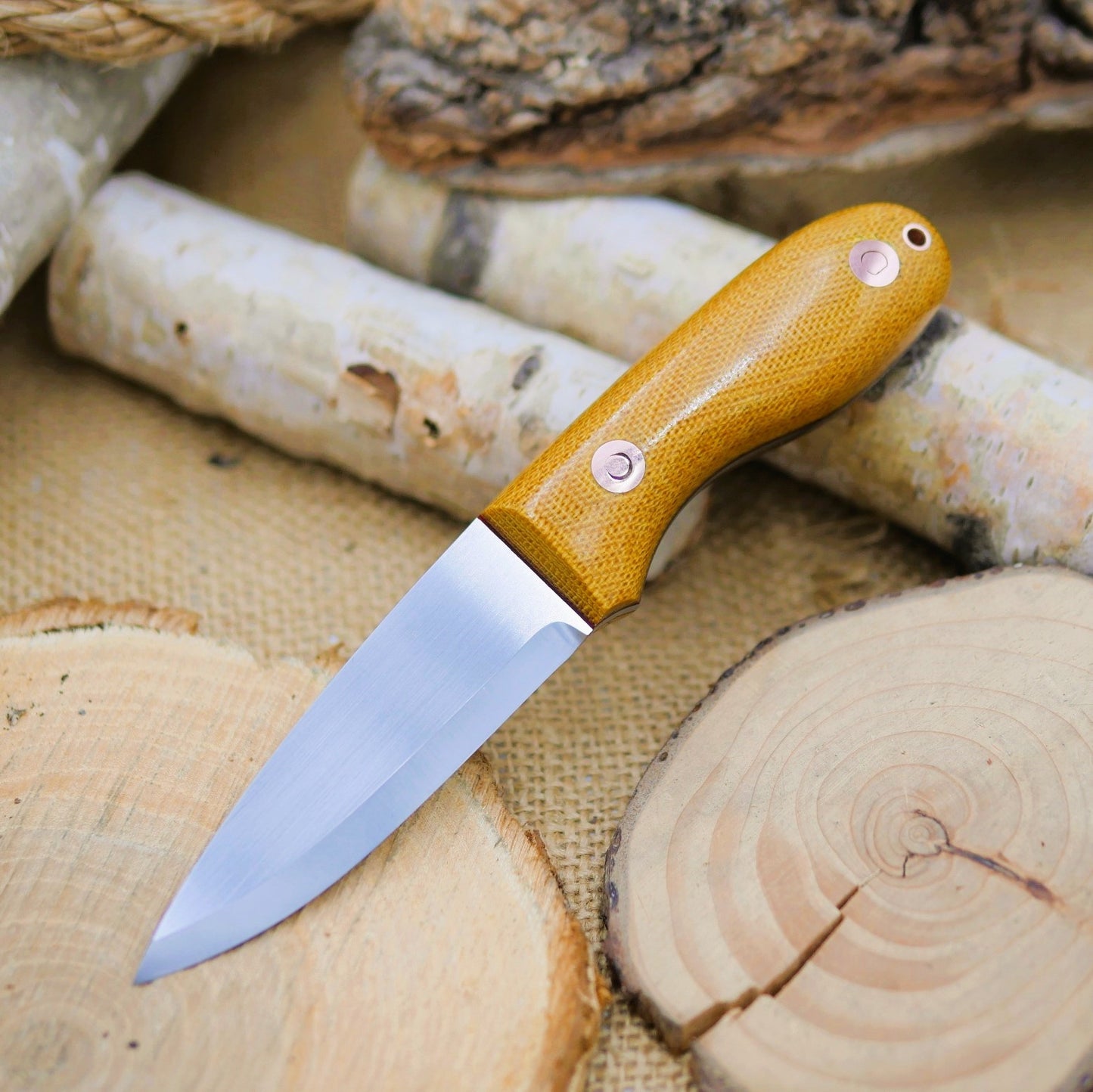 [In-Stock] Walker: CPM 3V, brown canvas micarta