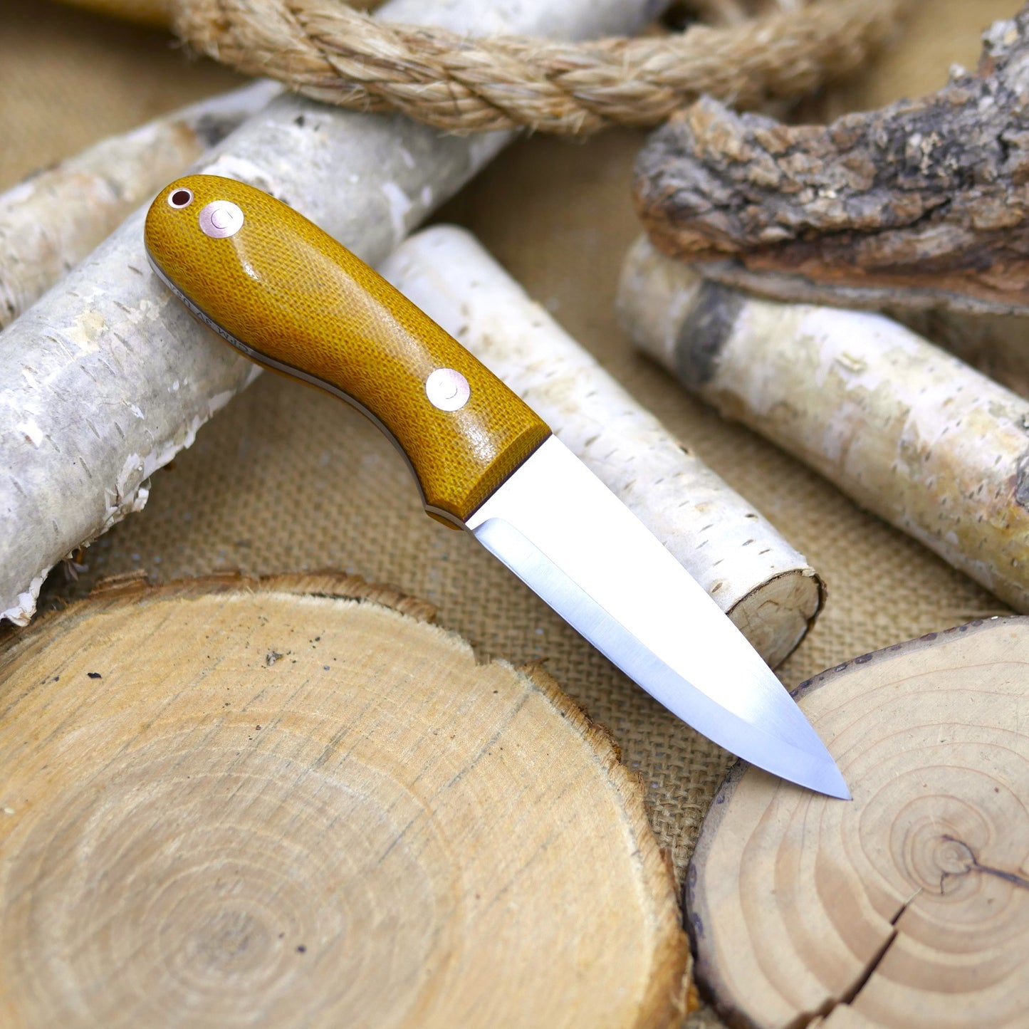 [In-Stock] Walker: CPM 3V, brown canvas micarta