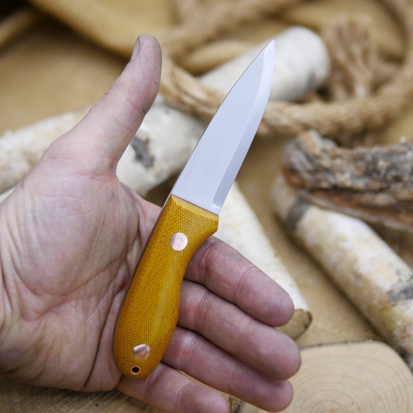 [In-Stock] Walker: CPM 3V, brown canvas micarta