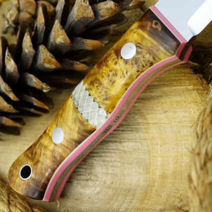 Classic: Maple Burl, Pink G10 & Clear C-tek - Adventure Sworn Bushcraft Co.